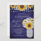 Invitation Sunflowers Babys Respire Marine Jar Lights Mariage (Devant)