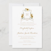 Invitation Sunflowers Blanc Hydrangea Mariage de crête verte (Devant)