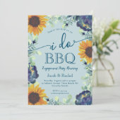 Invitation Sunflowers & Blue Floral I Do BBQ Fiançailles (Debout devant)