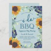 Invitation Sunflowers & Blue Floral I Do BBQ Fiançailles (Devant / Derrière)