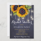 Invitation Sunflowers chic à cordes rustiques lumières nuptia (Devant)