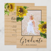 Invitation Sunflowers Country Chic Graduation Party (Devant / Derrière)