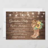 Invitation Sunflowers Cowgirl Boots Graduation Party (Devant)