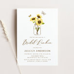 Invitation Sunflowers dans Mason Jar Rustic Bridal Luncheon<br><div class="desc">Invités Invitations à votre déjeuner nuptial avec cette invitation à déjeuner nuptiale personnalisable. Il présente des tournesols en bocal de mason aux accents de papillons et un motif de fleurs de tournesol assorti. Personnalisez cette invitation à déjeuner nuptiale rustique en ajoutant les détails de votre événement. Cette invitation à déjeuner...</div>
