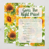 Invitation Sunflowers Devinez Le jeu de Baby shower de prix (Devant / Derrière)