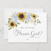 Invitation Sunflowers Dusty Blue Greenery Flower Mariage (Devant)