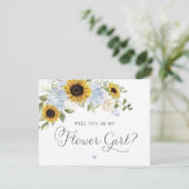 Invitation Sunflowers Dusty Blue Greenery Flower Mariage (Debout devant)