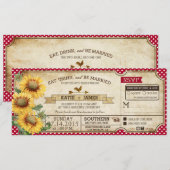 Invitation Sunflowers En vichy Check Country Pique-nique Mari (Devant / Derrière)