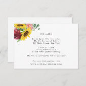 Invitation Sunflowers et Mariage Rose - fiche (Devant / Derrière)