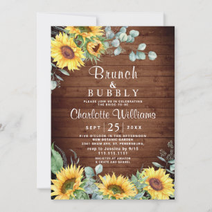 Invitation Sunflowers Eucalyptus Aquarelle Brunch & Bubbly