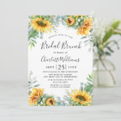 Invitation Sunflowers Eucalyptus Aquarelle Brunch nuptial (Debout devant)