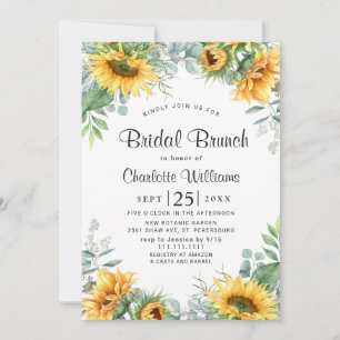 Invitation Sunflowers Eucalyptus Aquarelle Brunch nuptial