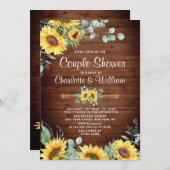 Invitation Sunflowers Eucalyptus Aquarelle Couple Douche (Devant / Derrière)