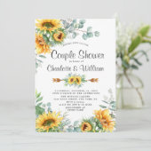 Invitation Sunflowers Eucalyptus Aquarelle Couple Douche (Debout devant)