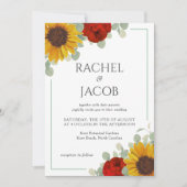 Invitation Sunflowers Eucalyptus Rose Mariage moderne (Devant)