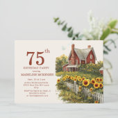 Invitation Sunflowers Farmhouse 75e fête d'anniversaire (Debout devant)