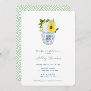 Invitation Sunflowers Ginger Jar Baby shower neutre genre