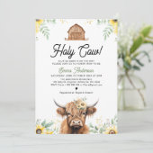Invitation Sunflowers Highland Cow Saint-Vache Baby shower (Debout devant)