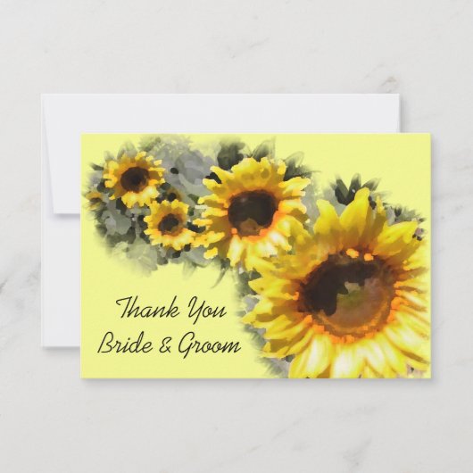 Invitation Sunflowers in the Row Mariage Flat Merci Note (Devant)