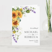 Invitation Sunflowers Lavender All in One QR Code Wedding (Devant)