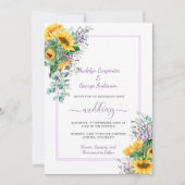 Invitation Sunflowers Lavender Eucalyptus Mariage de verdure (Devant)