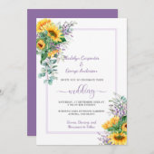 Invitation Sunflowers Lavender Eucalyptus Mariage de verdure (Devant / Derrière)
