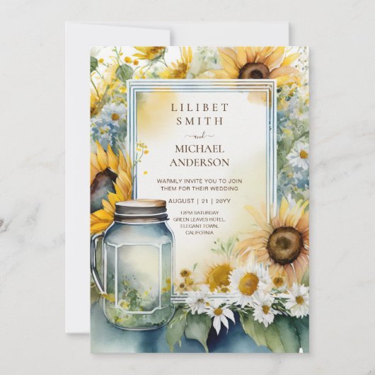 Invitation Sunflowers Mariage Anniversaire Douche Retraite TO (Devant)