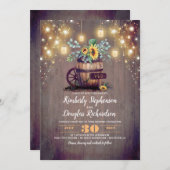 Invitation Sunflowers Mason Jar Lumières Mariage de automne (Devant / Derrière)