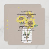 Invitation Sunflowers Mason Jars Mariage Brown (Devant / Derrière)