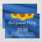 Invitation Sunflowers Navy Blue Fabric Retraite Party (Devant / Derrière)