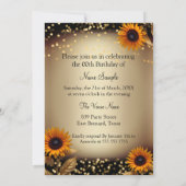 Invitation Sunflowers Parties scintillant Bronze Or Noir Anni (Dos)