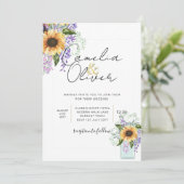 Invitation Sunflowers Purple Wisteria Mariage moderne INVITE (Debout devant)