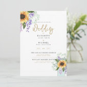 Invitation Sunflowers Purple Wisteria Mariage moderne INVITE (Debout devant)