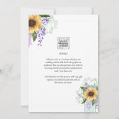 Invitation Sunflowers Purple Wisteria Mariage moderne INVITE (Dos)