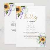 Invitation Sunflowers Purple Wisteria Mariage moderne INVITE (Devant / Derrière)