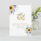 Invitation Sunflowers Purple Wisteria Mariage moderne INVITE (Debout devant)