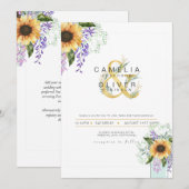 Invitation Sunflowers Purple Wisteria Mariage moderne INVITE (Devant / Derrière)