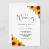 Invitation Sunflowers QR Code Script Mariage (Devant / Derrière)