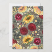 Invitation Sunflowers Red Roses Daisies Mariage rustique (Dos)
