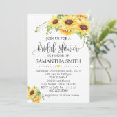 Invitation Sunflowers romantique boho chic douche nuptiale (Debout devant)