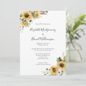 Invitation Sunflowers Rustic Farmhouse Elegant Formal Wedding (Debout devant)