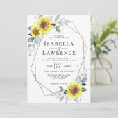 Invitation Sunflowers Rustic Floral Mariage de cadre d'huile (Debout devant)
