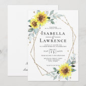 Invitation Sunflowers Rustic Floral Mariage de cadre d'huile (Devant / Derrière)