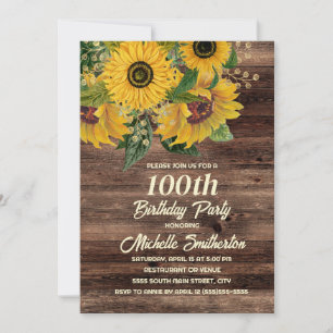 Invitation Sunflowers Rustic Wood Country 50e anniversaire