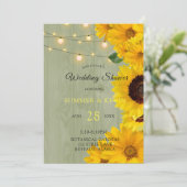 Invitation Sunflowers Sage Wood Lights Wedding shower (Debout devant)