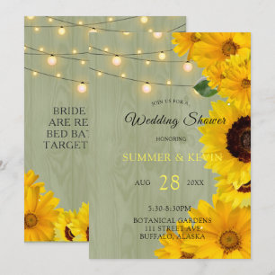 Invitation Sunflowers Sage Wood Lights Wedding shower