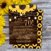 Invitation Sunflowers String Lights 70e anniversaire fêter In