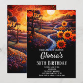 Invitation Sunflowers Sunset 50e fête d'anniversaire (ou tout (Devant / Derrière)