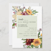 Invitation Sunflowers Toscan Mint nuptiale de douche Invitati (Devant)