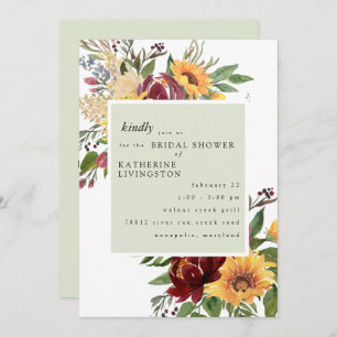 Invitation Sunflowers Toscan Mint nuptiale de douche Invitati